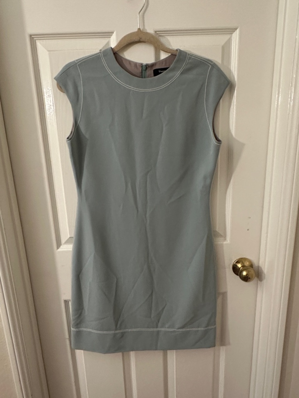 Theory Classic Sleeveless Shift Dress in Light Blue